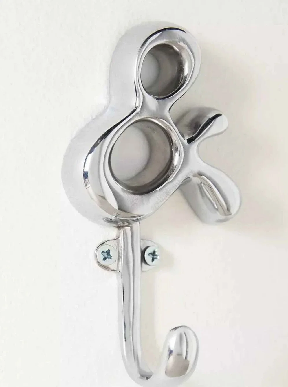 Chrome Metal Wall Hook Accent - Modern Silver Finish Ampersand